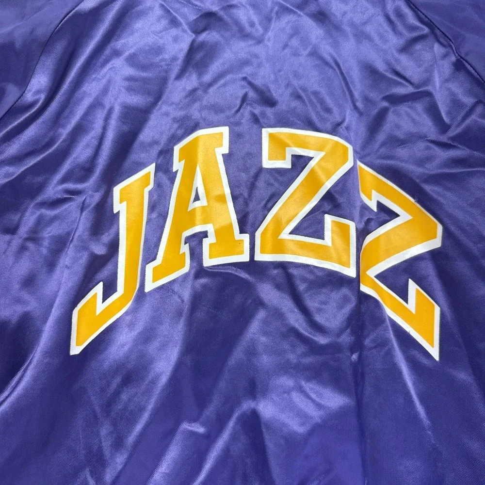 Vintage Utah Jazz NBA Chalk Line Satin Jacket Youth 14/15 Purple Made‎ In USA